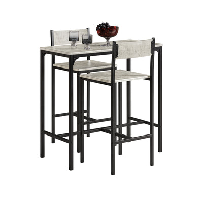 SoBuy OGT03-HG, Bar Set-1 Bar Table and 2 Stools, 3 Pieces Home Kitchen Breakfast Bar Set Furniture Dining Set, Grey