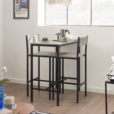 SoBuy OGT03-HG, Bar Set-1 Bar Table and 2 Stools, 3 Pieces Home Kitchen Breakfast Bar Set Furniture Dining Set, Grey