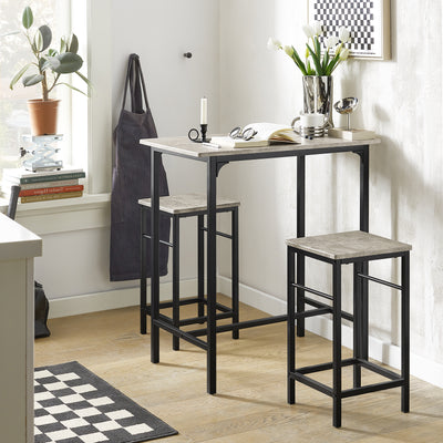 SoBuy OGT10-HG, Bar Set-1 Bar Table and 2 Stools, Home Kitchen Breakfast Bar Set Furniture Dining Set, Grey