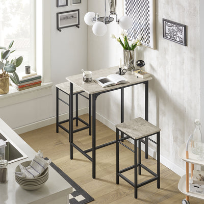 SoBuy OGT10-HG, Bar Set-1 Bar Table and 2 Stools, Home Kitchen Breakfast Bar Set Furniture Dining Set, Grey