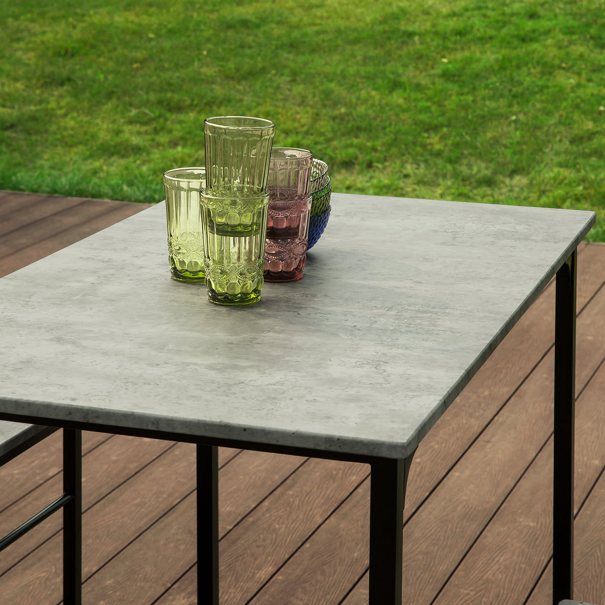 SoBuy OGT11-HG, Bar Set-1 Bar Table and 4 Stools, 5 Pieces Home Kitchen Breakfast Bar Set Furniture Dining Set, Grey