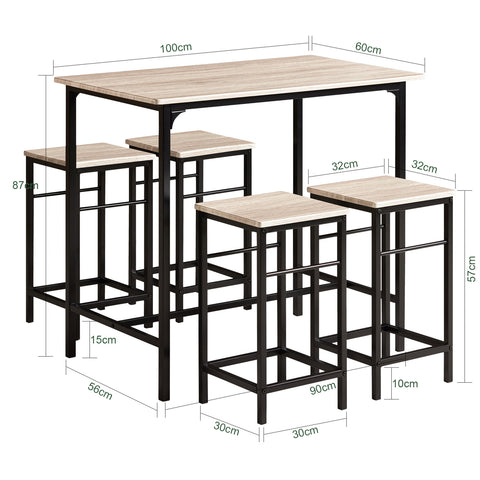 SoBuy OGT11-N, Bar Set-1 Bar Table and 4 Stools + Free Clothes Rack FRG109-SCH