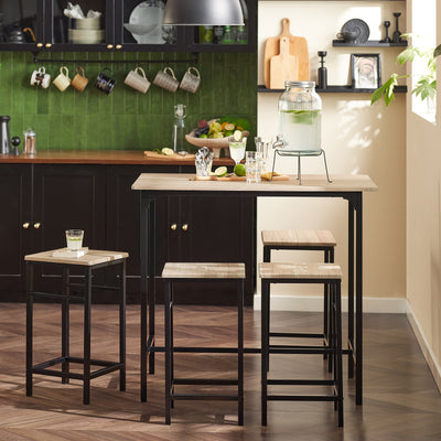 SoBuy OGT11-N, Bar Set-1 Bar Table and 4 Stools, 5 Pieces Home Kitchen Breakfast Bar Set Furniture Dining Set, Wood