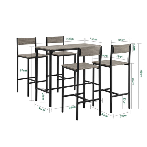SoBuy OGT14-N, Bar Set-1 Bar Table and 4 Stools, Home Kitchen Furniture Dining Set
