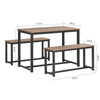 SoBuy OGT25-N, Dining Set - Dining Table and 2 Benches, 3 Pieces Dining Room Furniture