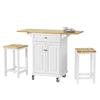 SoBuy FKW36-WN + FST29-WNx2, Extendable Kitchen Trolley with 2 Stools, Kitchen Dining/Bar Set