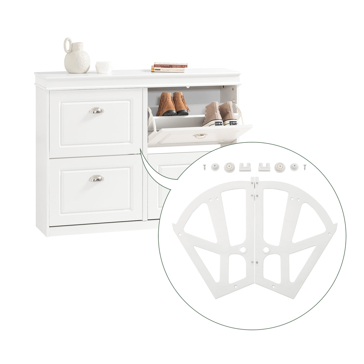 SoBuy SDA08-W, 2 Pieces Plastic Hinges for Shoe Cabinet, Hollowed Two Layers Hinges Accessory, White