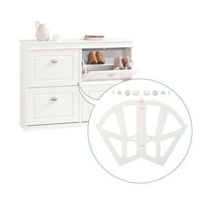 SoBuy SDA08-W, 2 Pieces Plastic Hinges for Shoe Cabinet, Hollowed Two Layers Hinges Accessory, White