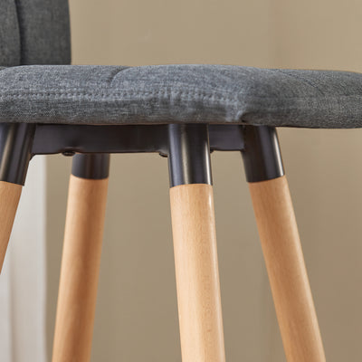 SoBuy FST50-DGx2, Set of 2 Kitchen Barstool, Bar Stool with Fabric Padded Seat, Grey