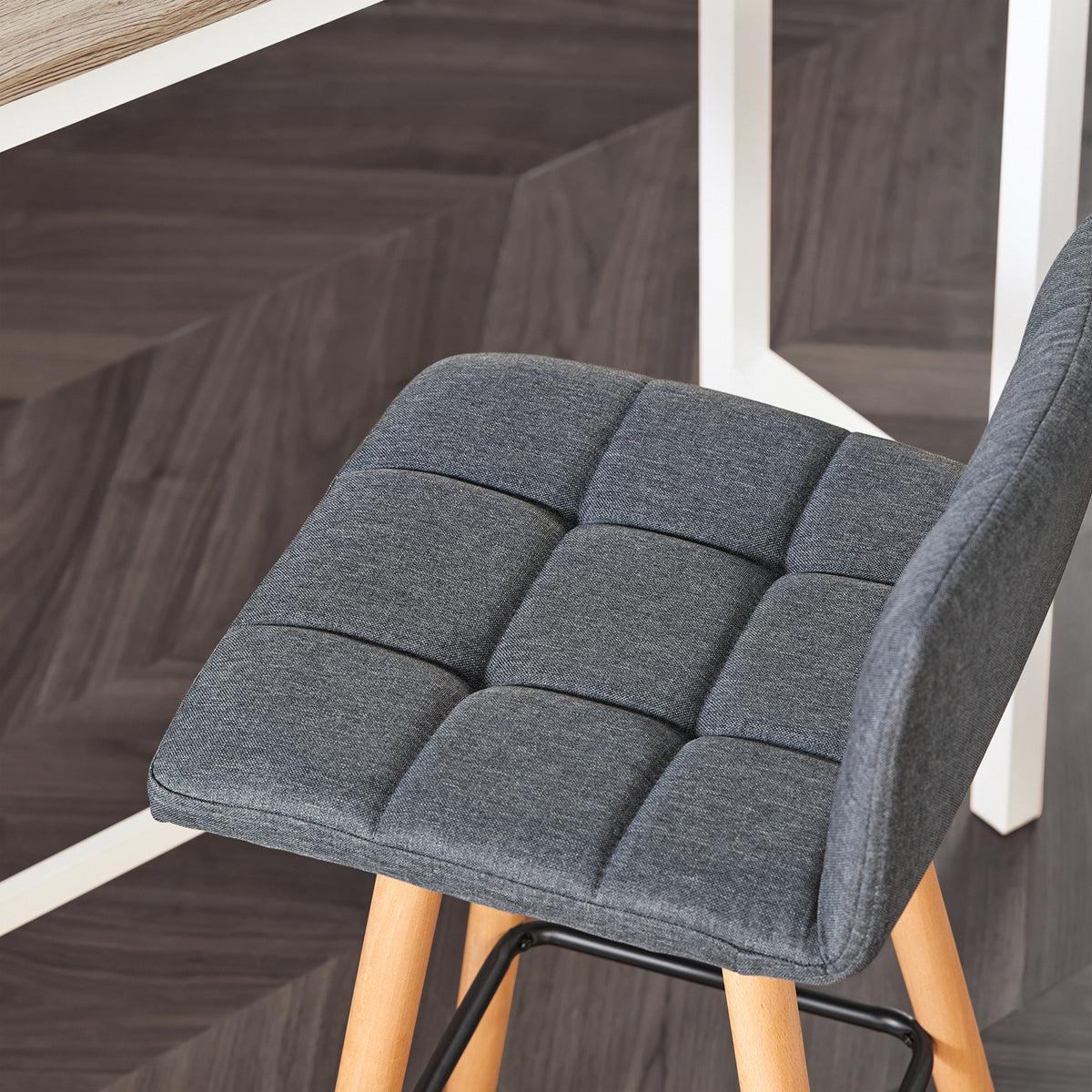 SoBuy FST50-DGx2, Set of 2 Kitchen Barstool, Bar Stool with Fabric Padded Seat, Grey