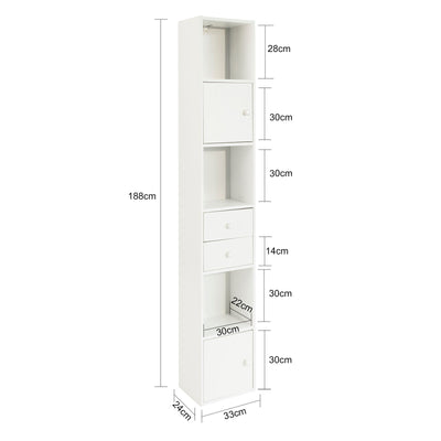 SoBuy STR10-W, Bathroom Tall Cabinet Bathroom Shelf Bathroom Storage Cabinet, White