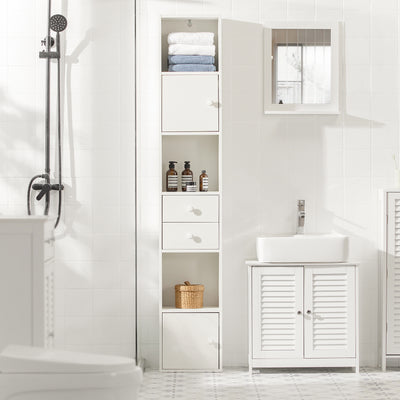 SoBuy STR10-W, Bathroom Tall Cabinet Bathroom Shelf Bathroom Storage Cabinet, White